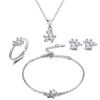 Ensemble de 4 Bijoux en forme de patte de Chat et de Chien