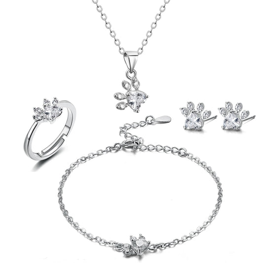 Ensemble de 4 Bijoux en forme de patte de Chat et de Chien
