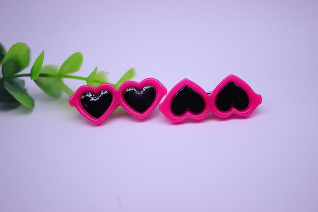 2pcs/1pair Fashion Style Pet Dog Hair Bows Dog Accessories Love Glasses Pet Dog Cat Hair Hairpin pet Accessories Products