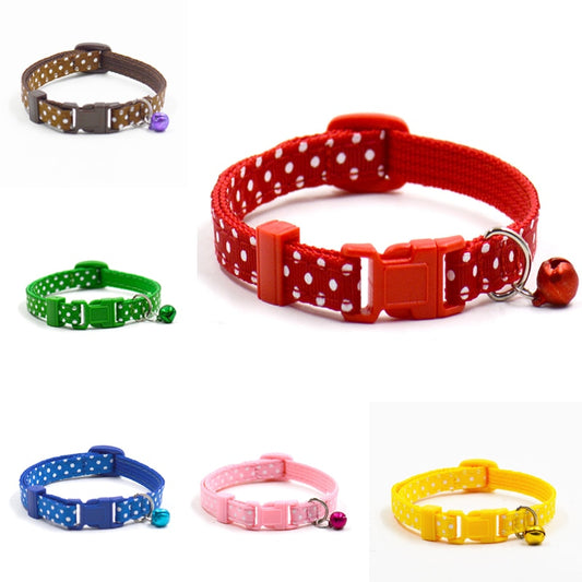 Collier Ajustable à Pois avec Clochette - Pour Chiots, Chats et Petits Chiens - 6 Couleurs