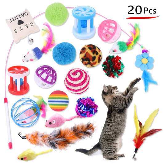 New Pet Toy Set Cat Toys Teaser Wand Mouse Supplies Multi-Style Combination
