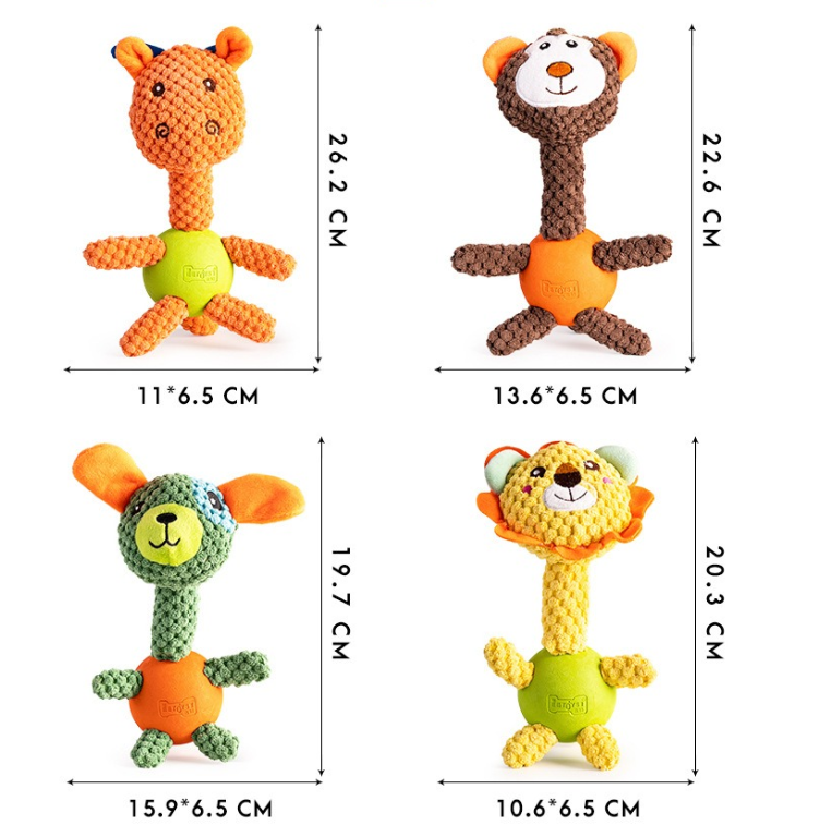 Cloth velvet rubber rabbit lion interactive voice ball grinding animal series interactive dog toys