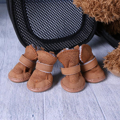 Bottes d'Hiver Peluche pour Chien - Chaudes Imperméables Semelle Caoutchouc Antidérapante