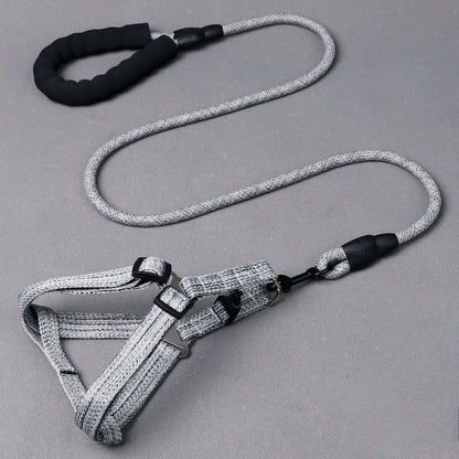 Adjustable Explosion-Proof Chest Strap Dog Leash Plain Linen Round Rope Pet Leash