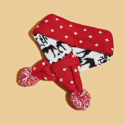 Écharpe de Noël Tricotée pour Chien et Chat - Design Élan et Rayures - Parfaite pour l'Hiver