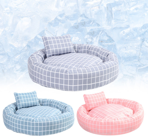 Panier Rond Ultra Douillet en Oxford - Nid Confortable avec Oreiller Moelleux pour Chat et Chien