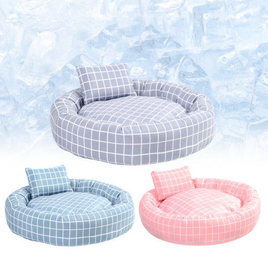 Panier Rond Ultra Douillet en Oxford - Nid Confortable avec Oreiller Moelleux pour Chat et Chien