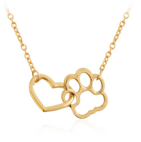 Collier pendentif Coeur et Patte Chien et Chat