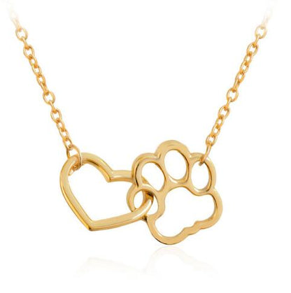 Collier pendentif Coeur et Patte Chien et Chat