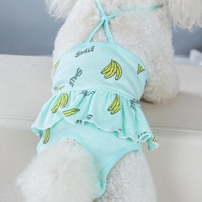 New Pet Physiological Pants Banana Print Strap Small Dog Bitches Hygiene Pants Dog Menstrual Pants