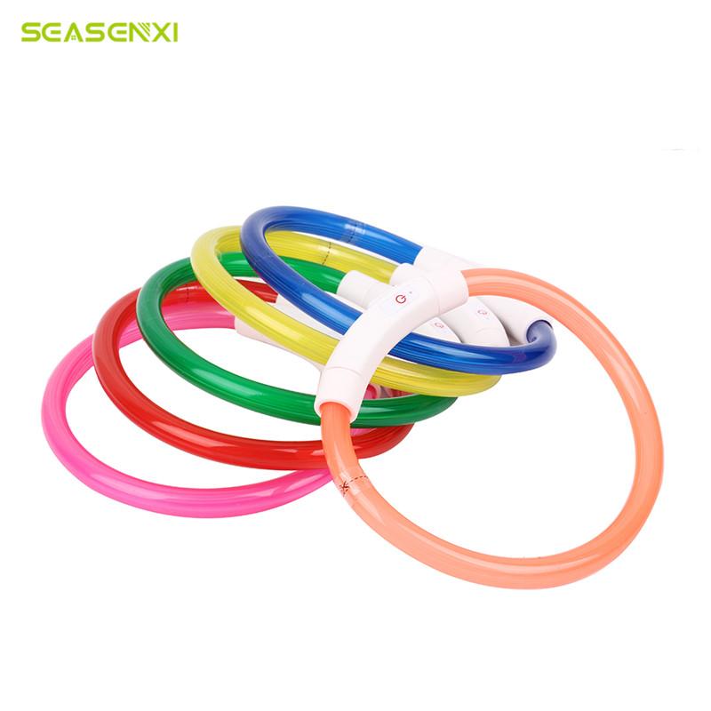 Collier pour chien rechargeable par USB, tube DEL clignotant, lumineux, pour la nuit, Anneau de cou lumineux