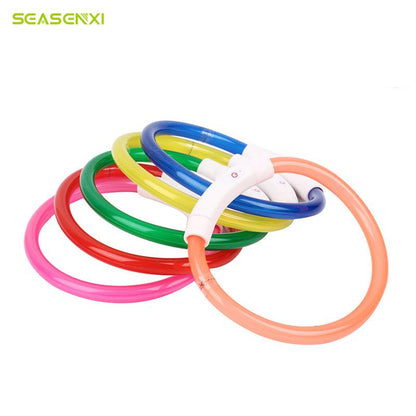Collier pour chien rechargeable par USB, tube DEL clignotant, lumineux, pour la nuit, Anneau de cou lumineux
