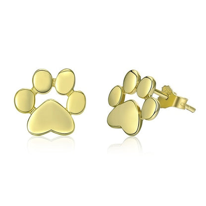 BAMOER Cat Paw Earrrings 925 Sterling Silver Animal Dog Footprints Stud Earrings for Women