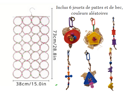 Mur d'escalade 28 anneaux et 6 jouets de pattes et de bec inclus