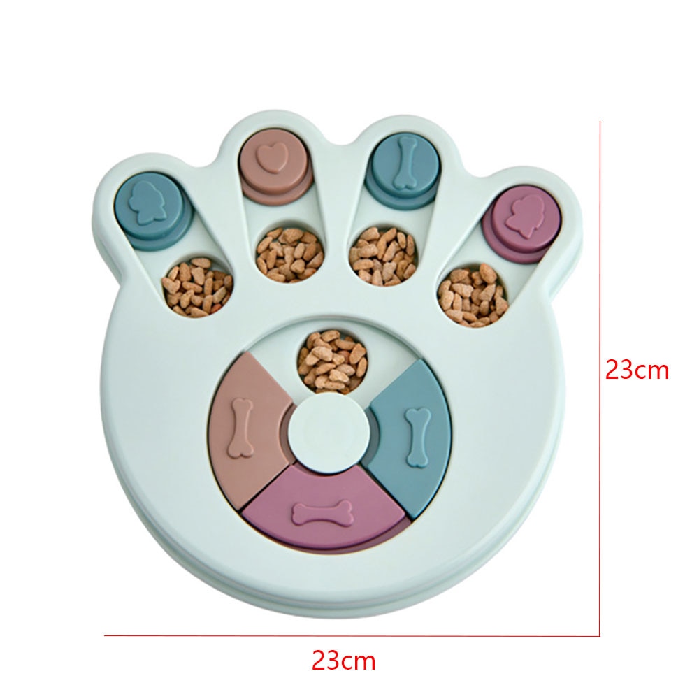 Pet Food Dispenser Dog Bowl Multifunction Educational Dog Toys Anti Choke Footprint Design Dog Puzzle Platter Training
