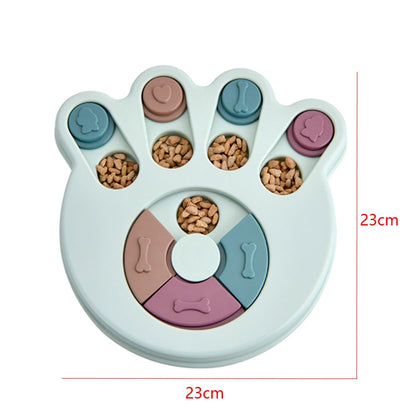 Pet Food Dispenser Dog Bowl Multifunction Educational Dog Toys Anti Choke Footprint Design Dog Puzzle Platter Training