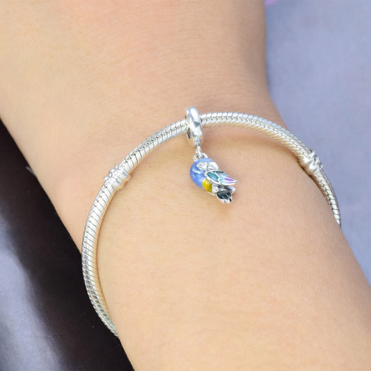 925 sterling silver parrot bracelet pendant accessories DIY cute bird charm necklace beaded jewelry