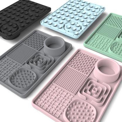 Tapis de léchage multi-surfaces + Spatule Plateau plaisirs avec ventouses 8''x 8''et 12''x 8''