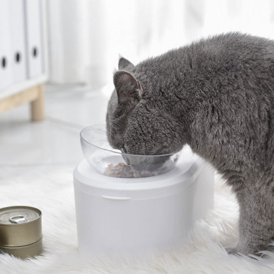 Multifunctional Pet Double Bowl Cat Bowl Dog Bowl Grain Storage Neck Guard Oblique Mouth Double Bowl Pet Food Bowl