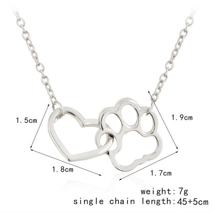 Collier pendentif Coeur et Patte Chien et Chat