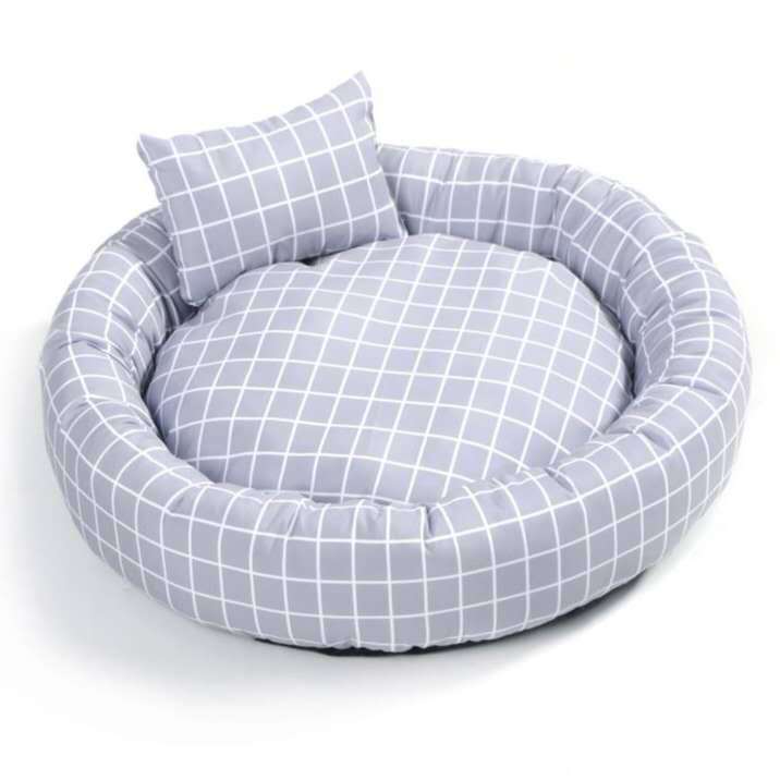 Panier Rond Ultra Douillet en Oxford - Nid Confortable avec Oreiller Moelleux pour Chat et Chien