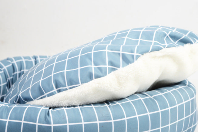 Panier Rond Ultra Douillet en Oxford - Nid Confortable avec Oreiller Moelleux pour Chat et Chien