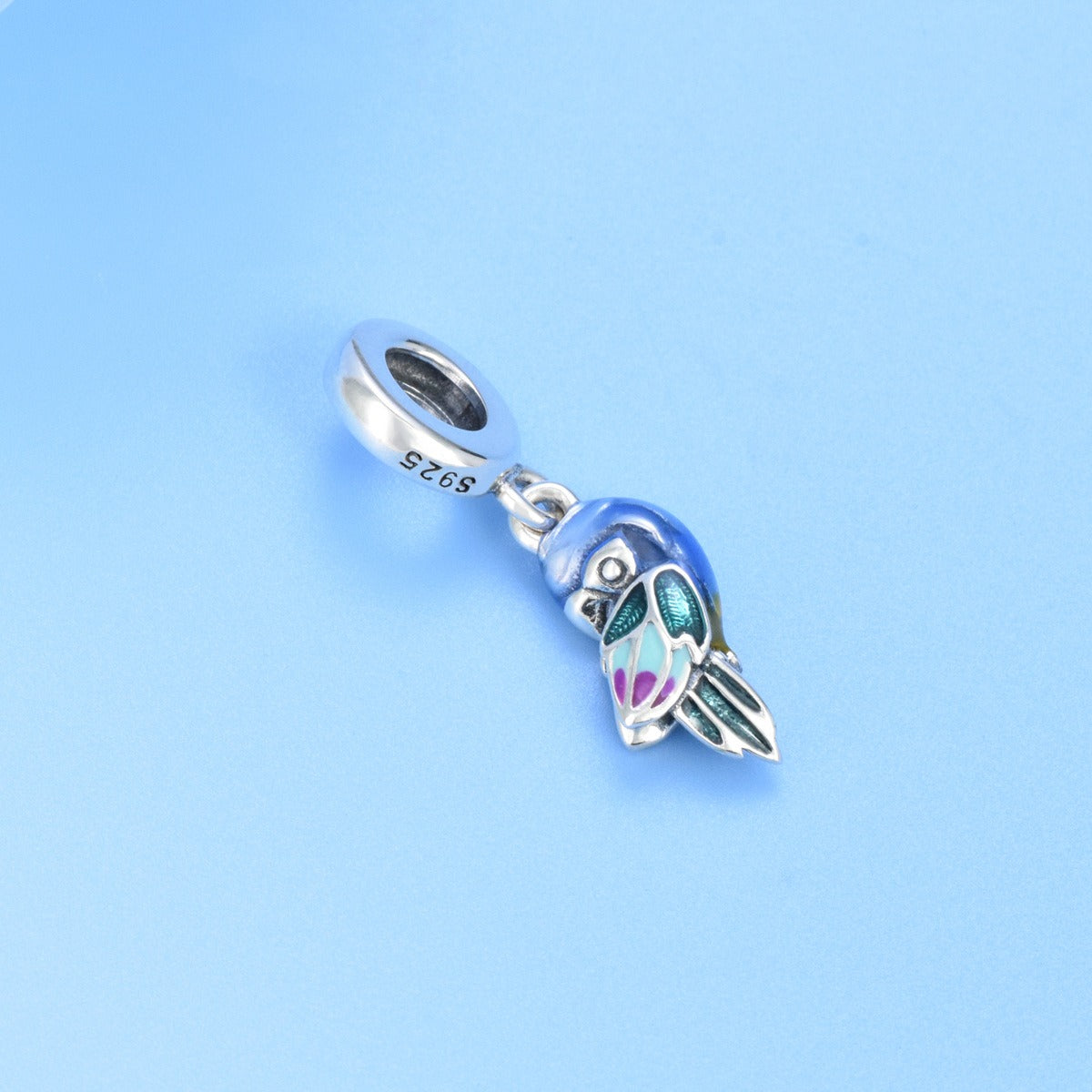 925 sterling silver parrot bracelet pendant accessories DIY cute bird charm necklace beaded jewelry