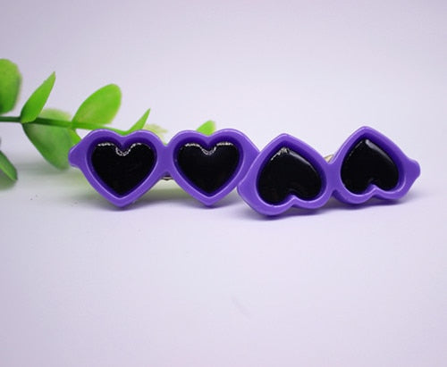 2pcs/1pair Fashion Style Pet Dog Hair Bows Dog Accessories Love Glasses Pet Dog Cat Hair Hairpin pet Accessories Products