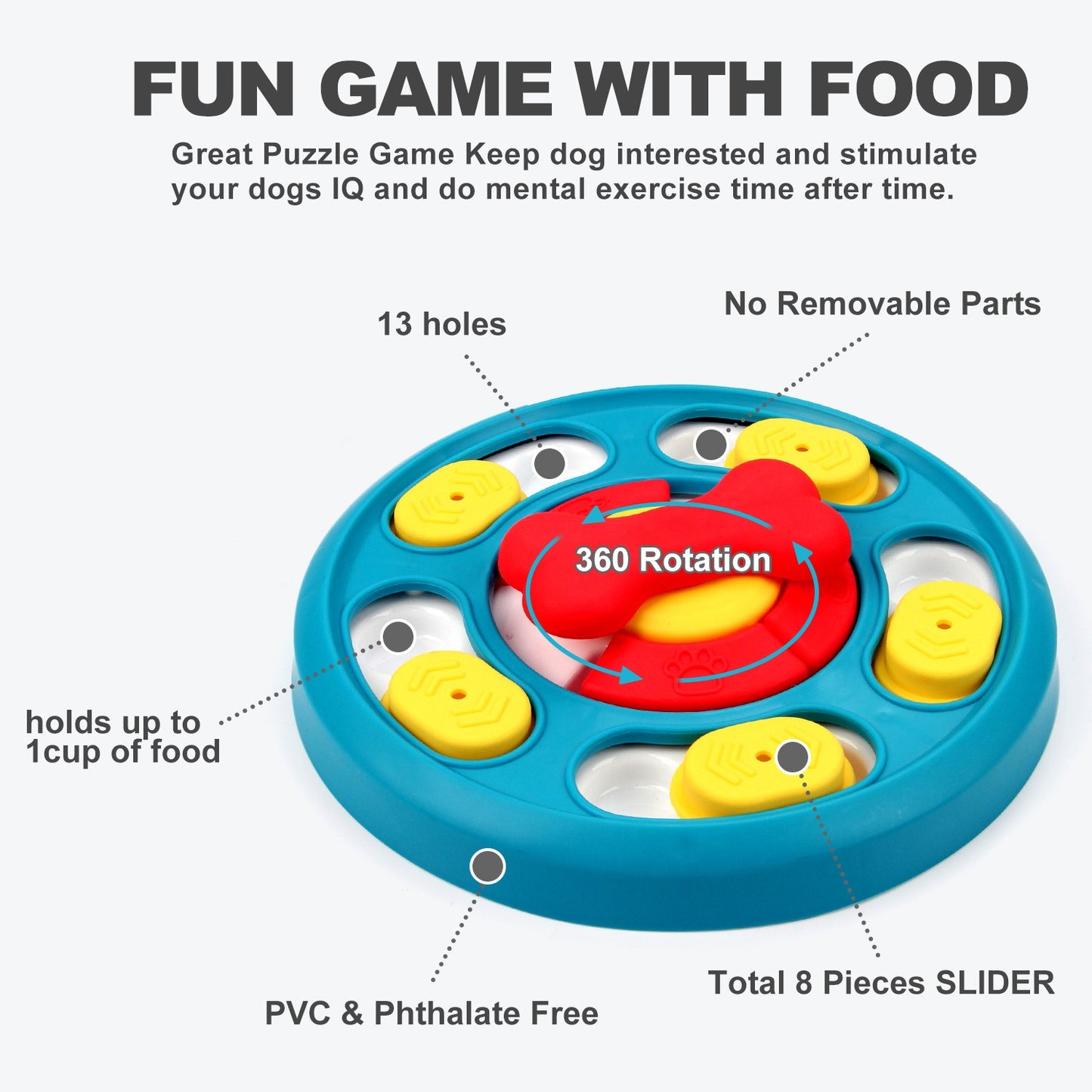 Rotating feeding toy slow food bowl dog turntable chew resistant training puzzle dog toy