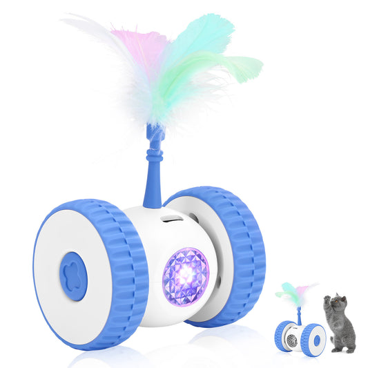 Smart Cat Toy Indoor Silent Electric Glowing with Feathers Rechargeable Interactive Cat Toy