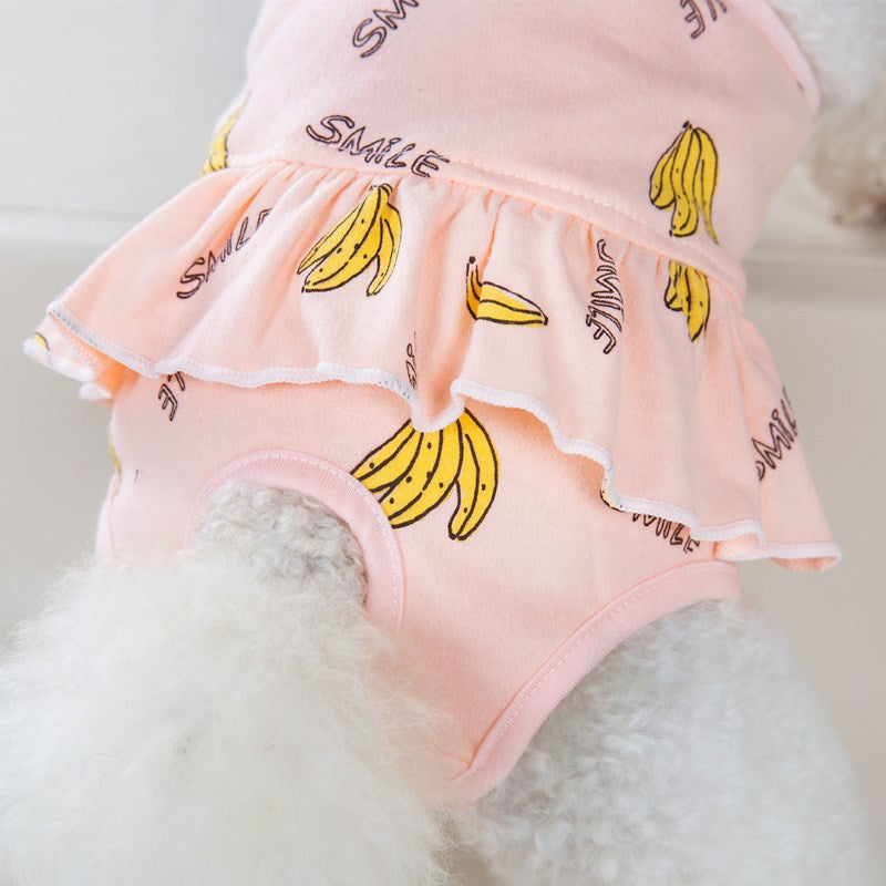New Pet Physiological Pants Banana Print Strap Small Dog Bitches Hygiene Pants Dog Menstrual Pants