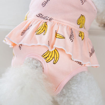 New Pet Physiological Pants Banana Print Strap Small Dog Bitches Hygiene Pants Dog Menstrual Pants