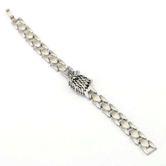 Bracelets loups, en alliage de zinc et chaîne en argent