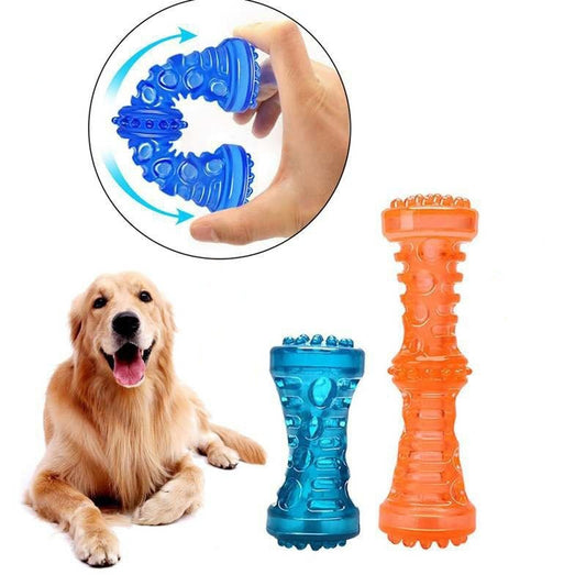 Jouet résistant et robuste en caoutchouc TPR pour moyens et gros chiens en forme d'os, résistant aux morsures, sert également de brosse à dents pour chien