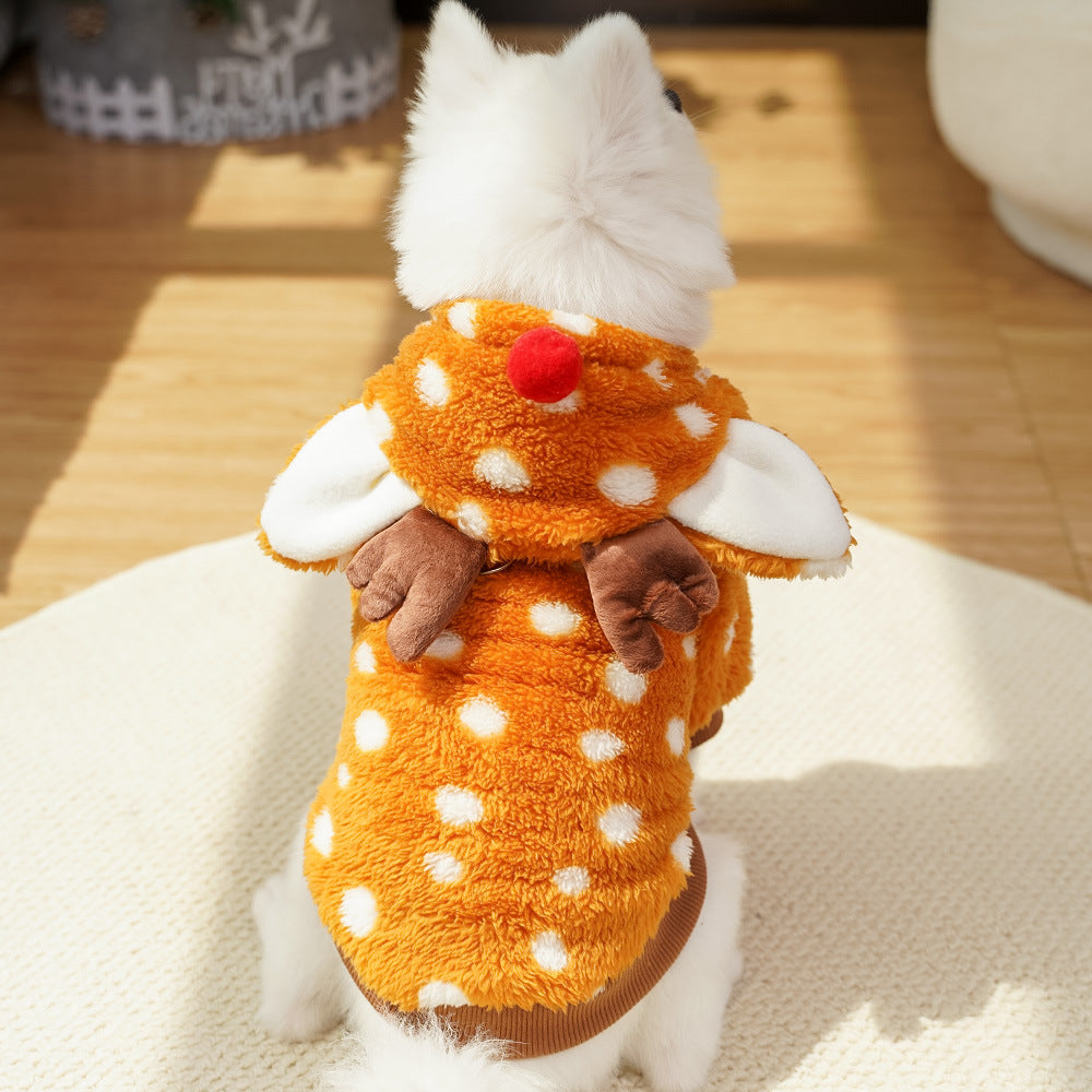 Plush Reindeer Christmas Costume for Dogs and Cats - Soft and Comfortable Winter Outfit