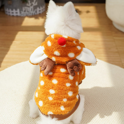 Plush Reindeer Christmas Costume for Dogs and Cats - Soft and Comfortable Winter Outfit