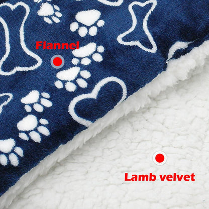 Winter Dog Bed Mat Pet Cushion Blanket Warm Paw Print Puppy Cat Fleece Beds For Small Large Dogs Cats Pad Chihuahua Cama Perro