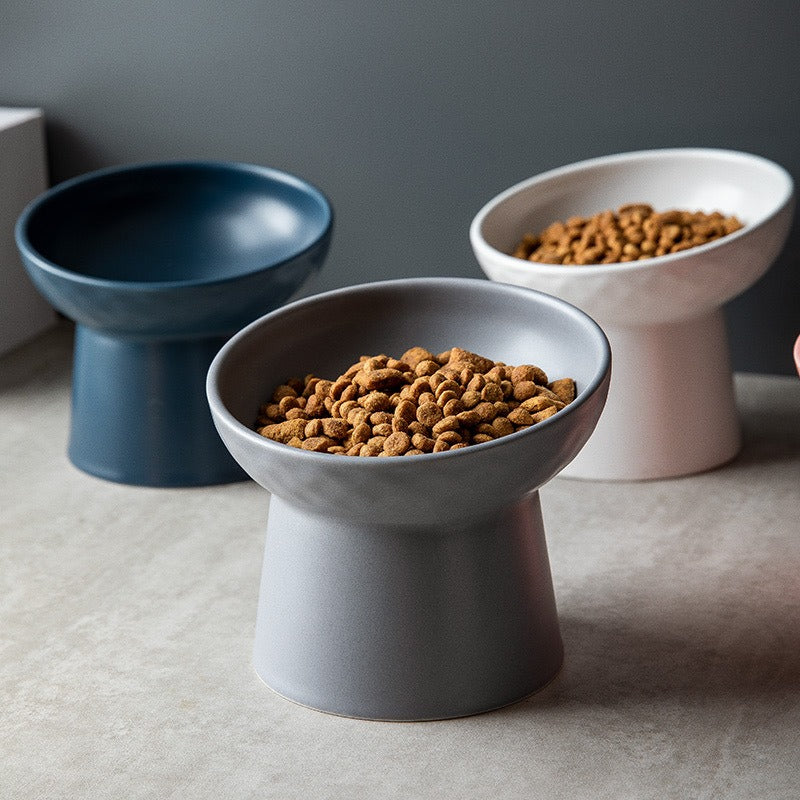 Élégant Bol en céramique à pied haut surélevé anti-renversement design unique pour chats et petits mammifères