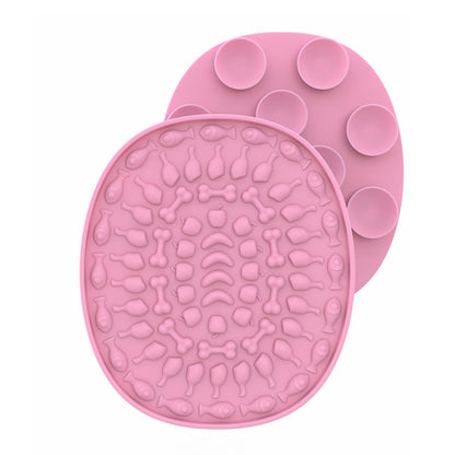 Tapis de léchage Ovale en silicone avec ventouses
