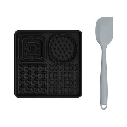 Tapis de léchage multi-surfaces + Spatule Plateau plaisirs avec ventouses 8''x 8''et 12''x 8''