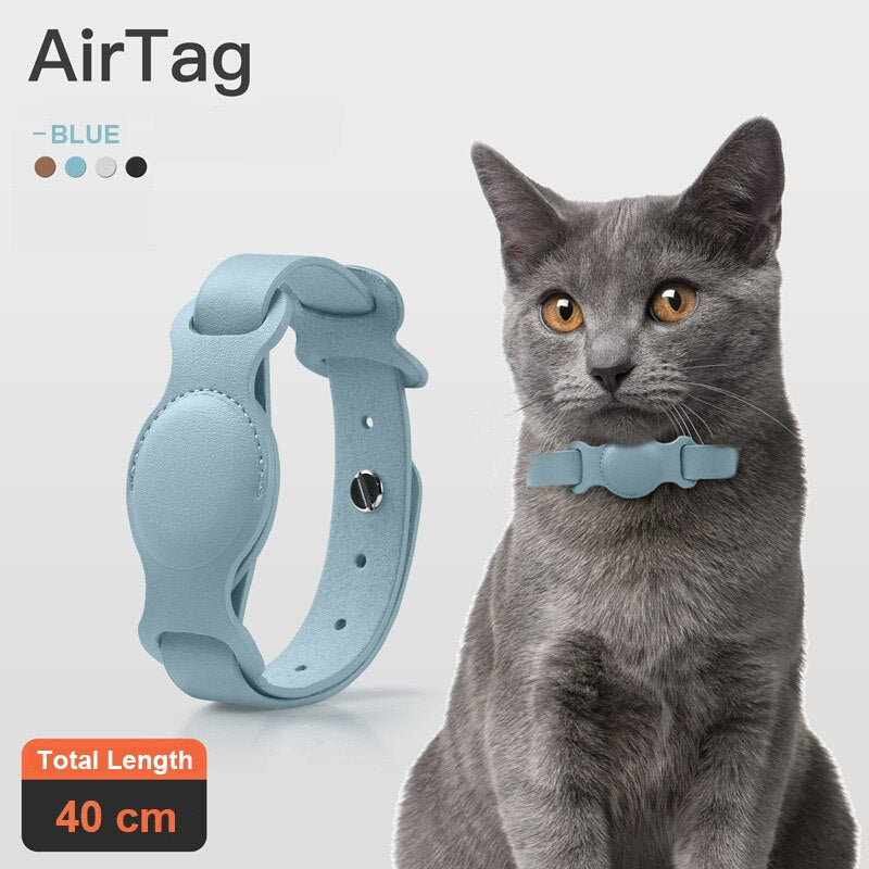 Leather Pet Adjustable Collar For Apple Airtag Location Tracker Dog Cat Anti-lost AirTag Case Collar