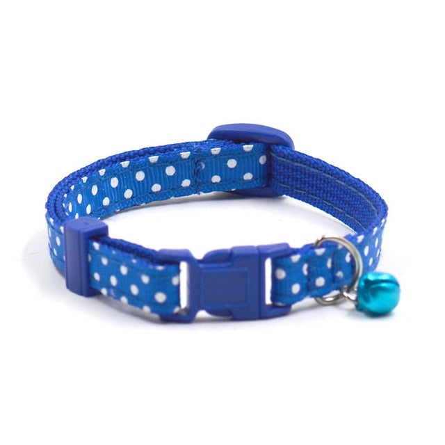 Collier Ajustable à Pois avec Clochette - Pour Chiots, Chats et Petits Chiens - 6 Couleurs