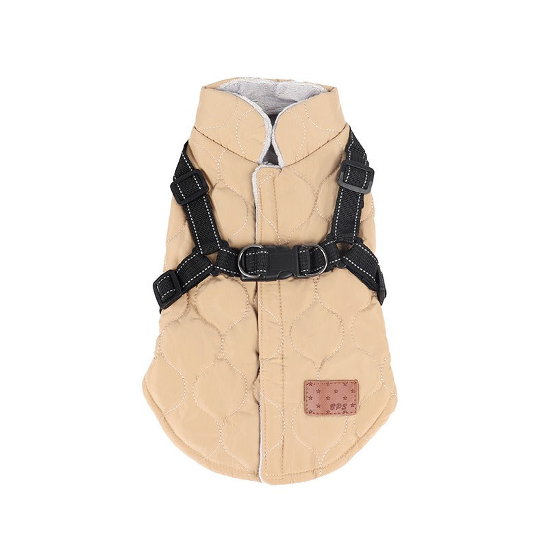 Manteau d'Hiver Matelassé pour Petit Chien - Veste Chaude en Coton avec Harnais Intégré