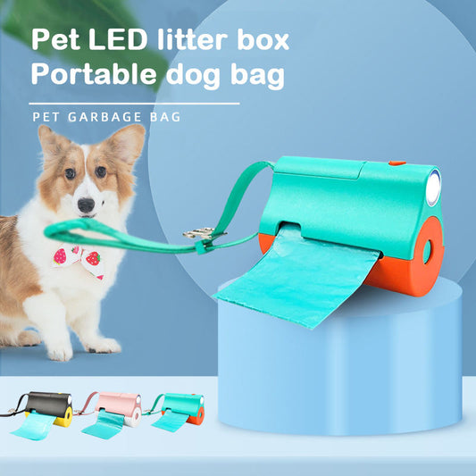 Distributeur de sacs à crottes pour chien avec lumière DEL, boîte à ordures pour chie
