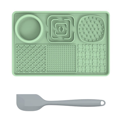 Tapis de léchage multi-surfaces + Spatule Plateau plaisirs avec ventouses 8''x 8''et 12''x 8''