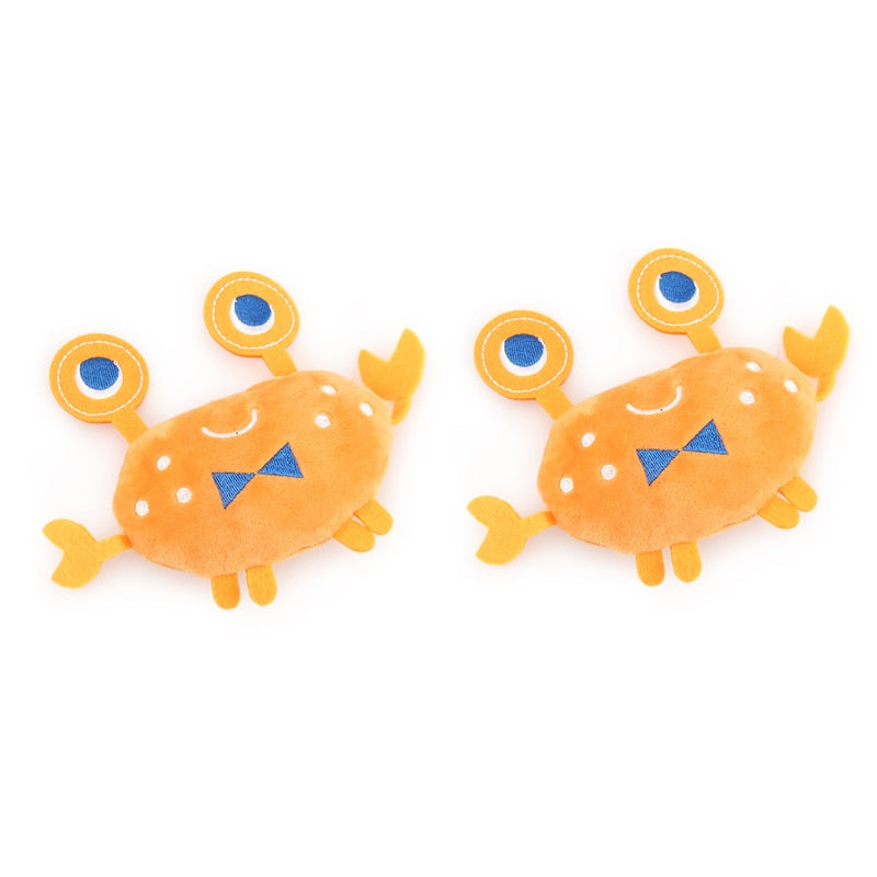 Lot de 2 jouets couineurs en peluche motif crabe et homard - Pour chien et chats