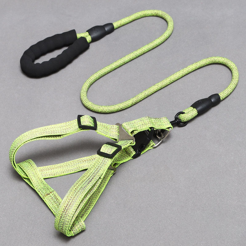 Adjustable Explosion-Proof Chest Strap Dog Leash Plain Linen Round Rope Pet Leash