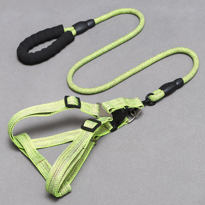 Adjustable Explosion-Proof Chest Strap Dog Leash Plain Linen Round Rope Pet Leash