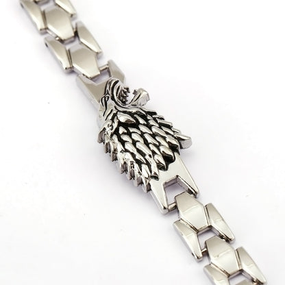Bracelets loups, en alliage de zinc et chaîne en argent