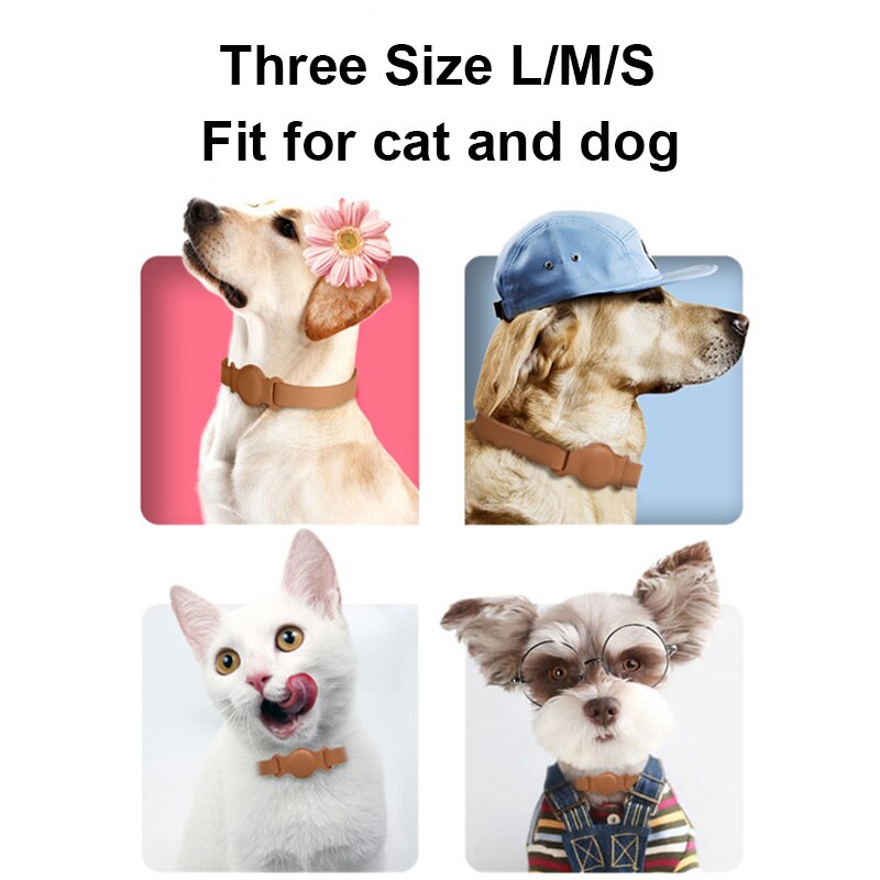 Leather Pet Adjustable Collar For Apple Airtag Location Tracker Dog Cat Anti-lost AirTag Case Collar